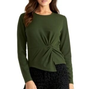 NWT Rachel Roy Army Green Val Knot-Front Top